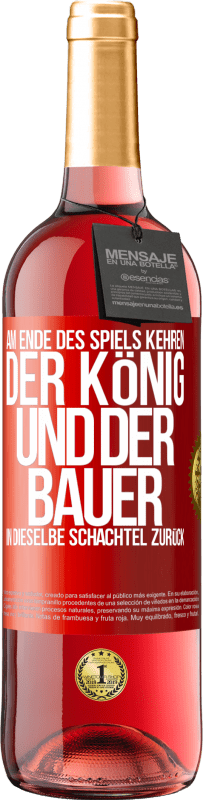 29,95 € Kostenloser Versand | Roséwein ROSÉ Ausgabe Am Ende des Spiels kehren der König und der Bauer in dieselbe Schachtel zurück Rote Markierung. Anpassbares Etikett Junger Wein Ernte 2024 Tempranillo