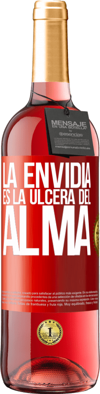 29,95 € Envío gratis | Vino Rosado Edición ROSÉ La envidia es la úlcera del alma Etiqueta Roja. Etiqueta personalizable Vino joven Cosecha 2024 Tempranillo