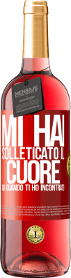 29,95 € Spedizione Gratuita | Vino rosato Edizione ROSÉ Mi hai solleticato il cuore da quando ti ho incontrato Etichetta Rossa. Etichetta personalizzabile Vino giovane Raccogliere 2023 Tempranillo