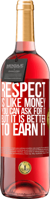 29,95 € Free Shipping | Rosé Wine ROSÉ Edition Respect is like money. You can ask for it, but it is better to earn it Red Label. Customizable label Young wine Harvest 2023 Tempranillo