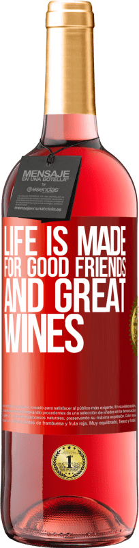29,95 € 免费送货 | 桃红葡萄酒 ROSÉ版 人生是为了好朋友和美酒 红色标签. 可自定义的标签 青年酒 收成 2023 Tempranillo