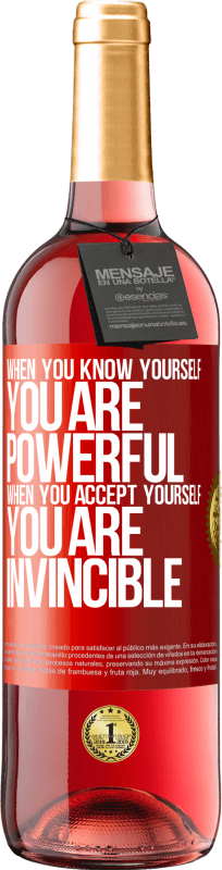 29,95 € Free Shipping | Rosé Wine ROSÉ Edition When you know yourself, you are powerful. When you accept yourself, you are invincible Red Label. Customizable label Young wine Harvest 2023 Tempranillo