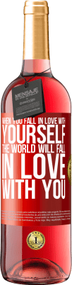 29,95 € Free Shipping | Rosé Wine ROSÉ Edition When you fall in love with yourself, the world will fall in love with you Red Label. Customizable label Young wine Harvest 2025 Tempranillo