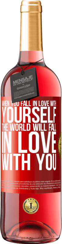 29,95 € Free Shipping | Rosé Wine ROSÉ Edition When you fall in love with yourself, the world will fall in love with you Red Label. Customizable label Young wine Harvest 2023 Tempranillo