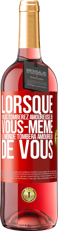 29,95 € Envoi gratuit | Vin rosé Édition ROSÉ Lorsque vous tomberez amoureuse de vous-même le monde tombera amoureux de vous Étiquette Rouge. Étiquette personnalisable Vin jeune Récolte 2024 Tempranillo