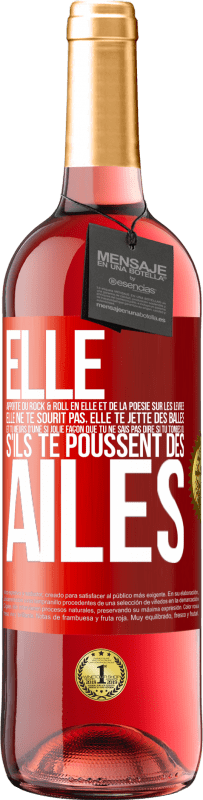 29,95 € Envoi gratuit | Vin rosé Édition ROSÉ Elle apporte du Rock & Roll en elle et de la poésie sur les lèvres. Elle ne te sourit pas, elle te jette des balles et tu meurs Étiquette Rouge. Étiquette personnalisable Vin jeune Récolte 2024 Tempranillo