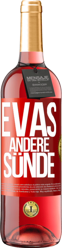29,95 € Kostenloser Versand | Roséwein ROSÉ Ausgabe Evas andere Sünde Rote Markierung. Anpassbares Etikett Junger Wein Ernte 2023 Tempranillo