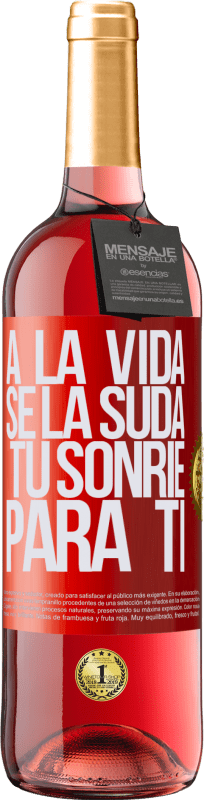 29,95 € Envío gratis | Vino Rosado Edición ROSÉ A la vida se la suda, tú sonríe para ti Etiqueta Roja. Etiqueta personalizable Vino joven Cosecha 2024 Tempranillo