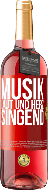 29,95 € Kostenloser Versand | Roséwein ROSÉ Ausgabe Musik laut und Herz singend Rote Markierung. Anpassbares Etikett Junger Wein Ernte 2023 Tempranillo
