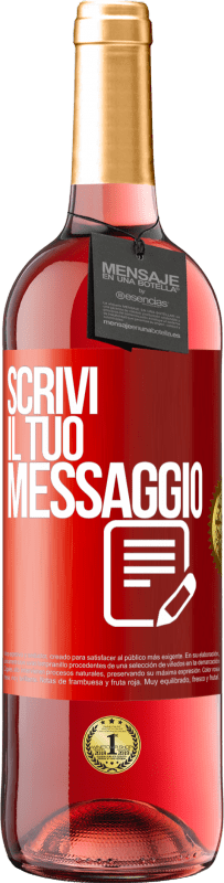 29,95 € Spedizione Gratuita | Vino rosato Edizione ROSÉ Scrivi il tuo messaggio Etichetta Rossa. Etichetta personalizzabile Vino giovane Raccogliere 2024 Tempranillo