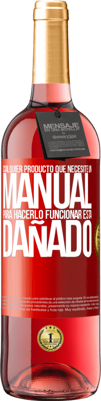 29,95 € Envío gratis | Vino Rosado Edición ROSÉ Cualquier producto que necesite un manual para hacerlo funcionar, está dañado Etiqueta Roja. Etiqueta personalizable Vino joven Cosecha 2024 Tempranillo