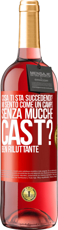 29,95 € Spedizione Gratuita | Vino rosato Edizione ROSÉ Cosa ti sta succedendo? Mi sento come un campo senza mucche. Cast? Ben riluttante Etichetta Rossa. Etichetta personalizzabile Vino giovane Raccogliere 2024 Tempranillo