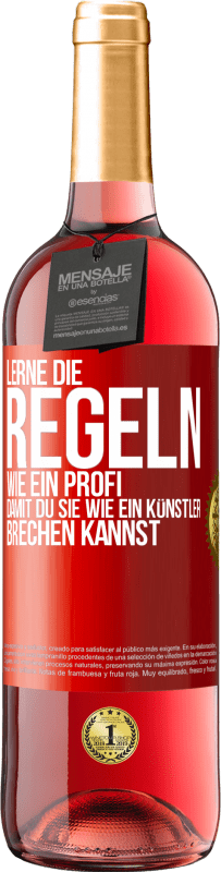 29,95 € Kostenloser Versand | Roséwein ROSÉ Ausgabe Lerne die Regeln wie ein Profi, damit du sie wie ein Künstler brechen kannst Rote Markierung. Anpassbares Etikett Junger Wein Ernte 2024 Tempranillo