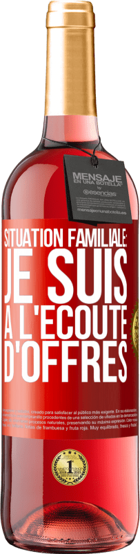 29,95 € Envoi gratuit | Vin rosé Édition ROSÉ Situation familiale: je suis à l'écoute d'offres Étiquette Rouge. Étiquette personnalisable Vin jeune Récolte 2023 Tempranillo