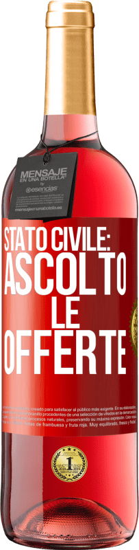 29,95 € Spedizione Gratuita | Vino rosato Edizione ROSÉ Stato civile: ascolto le offerte Etichetta Rossa. Etichetta personalizzabile Vino giovane Raccogliere 2023 Tempranillo