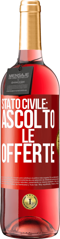 29,95 € Spedizione Gratuita | Vino rosato Edizione ROSÉ Stato civile: ascolto le offerte Etichetta Rossa. Etichetta personalizzabile Vino giovane Raccogliere 2025 Tempranillo