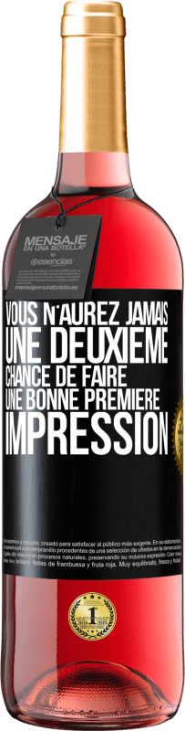 29,95 € Envoi gratuit | Vin rosé Édition ROSÉ Vous n'aurez jamais une deuxième chance de faire une bonne première impression Étiquette Noire. Étiquette personnalisable Vin jeune Récolte 2024 Tempranillo