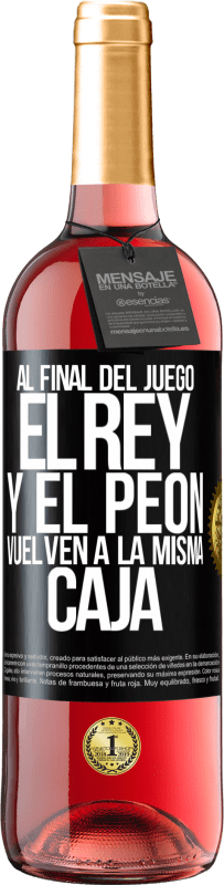 29,95 € Envío gratis | Vino Rosado Edición ROSÉ Al final del juego, el rey y el peón vuelven a la misma caja Etiqueta Negra. Etiqueta personalizable Vino joven Cosecha 2024 Tempranillo