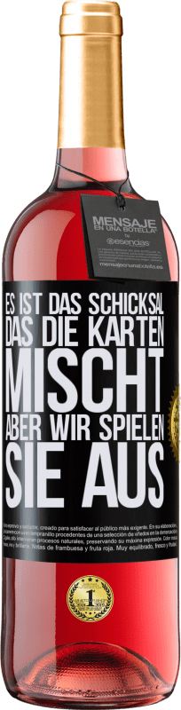 29,95 € Kostenloser Versand | Roséwein ROSÉ Ausgabe Das Schicksal mischt die Karten, und wir spielen. Schwarzes Etikett. Anpassbares Etikett Junger Wein Ernte 2024 Tempranillo