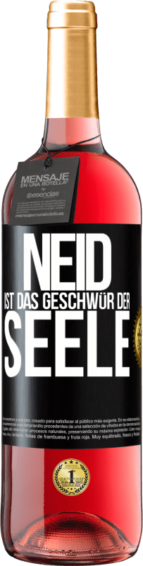 29,95 € Kostenloser Versand | Roséwein ROSÉ Ausgabe Neid ist das Geschwür der Seele Schwarzes Etikett. Anpassbares Etikett Junger Wein Ernte 2023 Tempranillo