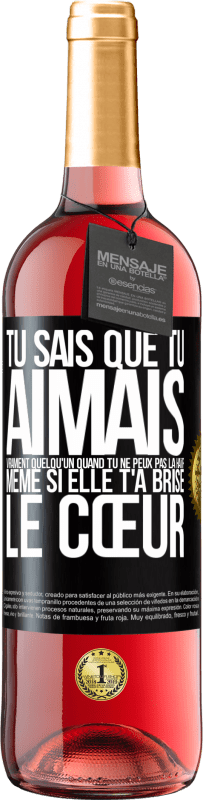 29,95 € Envoi gratuit | Vin rosé Édition ROSÉ Tu sais que tu aimais vraiment quelqu'un quand tu ne peux pas la haïr même si elle t'a brisé le cœur Étiquette Noire. Étiquette personnalisable Vin jeune Récolte 2025 Tempranillo
