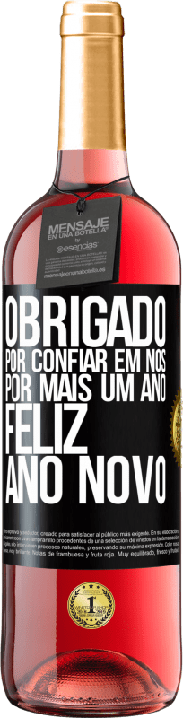 29,95 € Envio grátis | Vinho rosé Edição ROSÉ Obrigado por confiar em nós por mais um ano. Feliz Ano Novo Etiqueta Preta. Etiqueta personalizável Vinho jovem Colheita 2024 Tempranillo