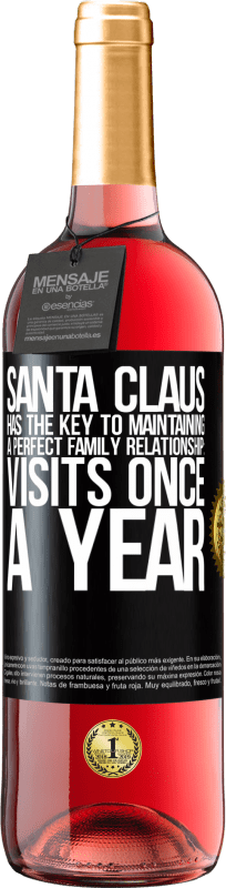 29,95 € Free Shipping | Rosé Wine ROSÉ Edition Santa Claus has the key to maintaining a perfect family relationship: Visits once a year Black Label. Customizable label Young wine Harvest 2024 Tempranillo