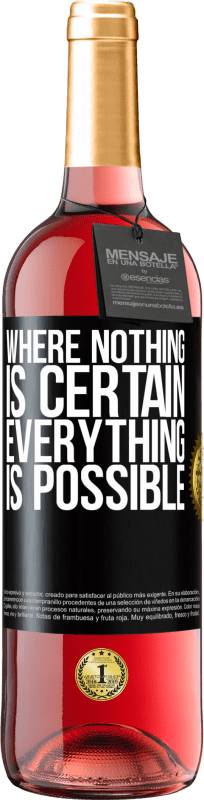 29,95 € Free Shipping | Rosé Wine ROSÉ Edition Where nothing is certain, everything is possible Black Label. Customizable label Young wine Harvest 2024 Tempranillo