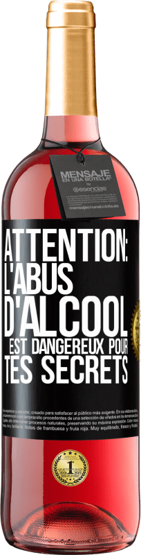 29,95 € Envoi gratuit | Vin rosé Édition ROSÉ Attention: L'abus d'alcool est dangereux pour tes secrets Étiquette Noire. Étiquette personnalisable Vin jeune Récolte 2024 Tempranillo