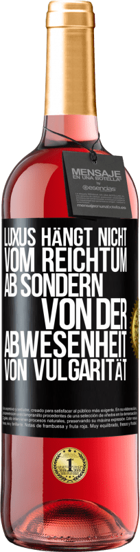 29,95 € Kostenloser Versand | Roséwein ROSÉ Ausgabe Luxus hängt nicht vom Reichtum ab, sondern von der Abwesenheit von Vulgarität Schwarzes Etikett. Anpassbares Etikett Junger Wein Ernte 2024 Tempranillo