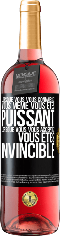 29,95 € Envoi gratuit | Vin rosé Édition ROSÉ Lorsque vous vous connaissez vous même vous êtes puissant. Lorsque vous vous acceptez vous êtes invincible Étiquette Noire. Étiquette personnalisable Vin jeune Récolte 2024 Tempranillo