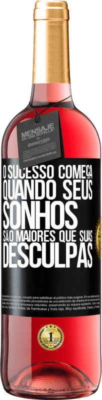 29,95 € Envio grátis | Vinho rosé Edição ROSÉ O sucesso começa quando seus sonhos são maiores que suas desculpas Etiqueta Preta. Etiqueta personalizável Vinho jovem Colheita 2024 Tempranillo