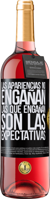 29,95 € Envío gratis | Vino Rosado Edición ROSÉ Las apariencias no engañan. Las que engañan son las expectativas Etiqueta Negra. Etiqueta personalizable Vino joven Cosecha 2024 Tempranillo