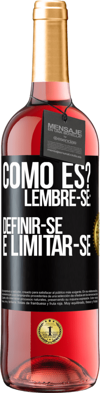 29,95 € Envio grátis | Vinho rosé Edição ROSÉ como es? Lembre-se: definir-se é limitar-se Etiqueta Preta. Etiqueta personalizável Vinho jovem Colheita 2024 Tempranillo