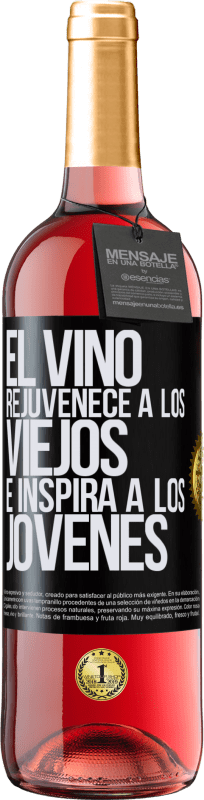 29,95 € Envío gratis | Vino Rosado Edición ROSÉ El vino rejuvenece a los viejos e inspira a los jóvenes Etiqueta Negra. Etiqueta personalizable Vino joven Cosecha 2023 Tempranillo