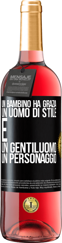 29,95 € Spedizione Gratuita | Vino rosato Edizione ROSÉ Un bambino ha grazia, un uomo di stile e un gentiluomo, un personaggio Etichetta Nera. Etichetta personalizzabile Vino giovane Raccogliere 2024 Tempranillo