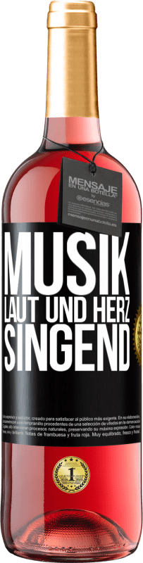 29,95 € Kostenloser Versand | Roséwein ROSÉ Ausgabe Musik laut und Herz singend Schwarzes Etikett. Anpassbares Etikett Junger Wein Ernte 2023 Tempranillo