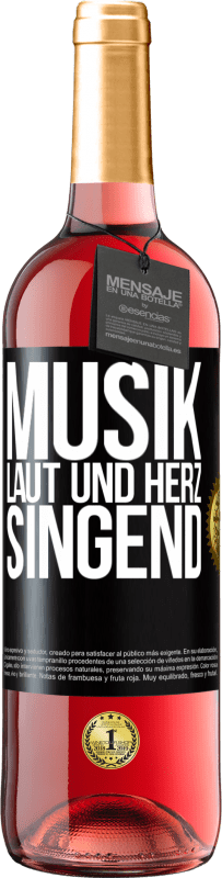 29,95 € Kostenloser Versand | Roséwein ROSÉ Ausgabe Musik laut und Herz singend Schwarzes Etikett. Anpassbares Etikett Junger Wein Ernte 2024 Tempranillo