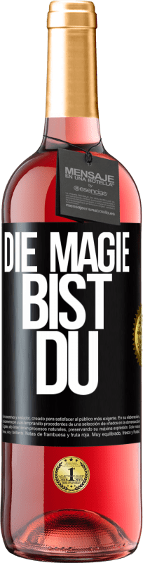 29,95 € Kostenloser Versand | Roséwein ROSÉ Ausgabe Die Magie bist du Schwarzes Etikett. Anpassbares Etikett Junger Wein Ernte 2023 Tempranillo