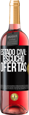 29,95 € Envío gratis | Vino Rosado Edición ROSÉ Estado civil: escucho ofertas Etiqueta Negra. Etiqueta personalizable Vino joven Cosecha 2025 Tempranillo