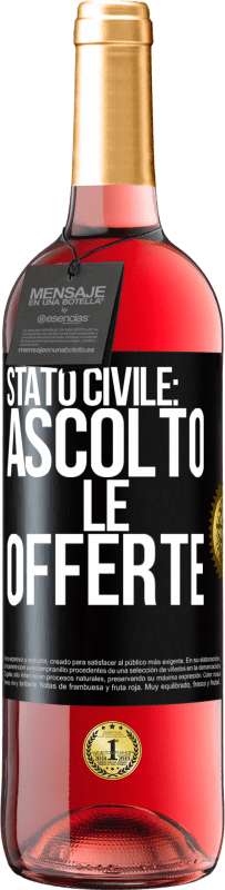 29,95 € Spedizione Gratuita | Vino rosato Edizione ROSÉ Stato civile: ascolto le offerte Etichetta Nera. Etichetta personalizzabile Vino giovane Raccogliere 2023 Tempranillo