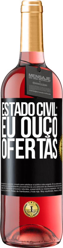 29,95 € Envio grátis | Vinho rosé Edição ROSÉ Estado civil: eu ouço ofertas Etiqueta Preta. Etiqueta personalizável Vinho jovem Colheita 2023 Tempranillo