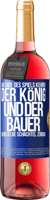 29,95 € Kostenloser Versand | Roséwein ROSÉ Ausgabe Am Ende des Spiels kehren der König und der Bauer in dieselbe Schachtel zurück Blaue Markierung. Anpassbares Etikett Junger Wein Ernte 2023 Tempranillo