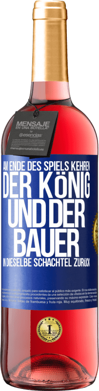 29,95 € Kostenloser Versand | Roséwein ROSÉ Ausgabe Am Ende des Spiels kehren der König und der Bauer in dieselbe Schachtel zurück Blaue Markierung. Anpassbares Etikett Junger Wein Ernte 2024 Tempranillo