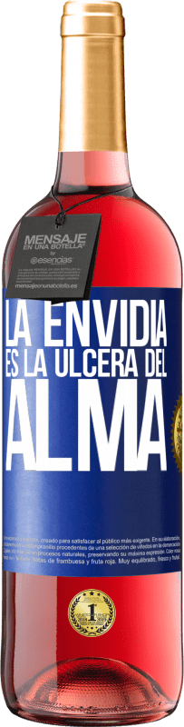 29,95 € Envío gratis | Vino Rosado Edición ROSÉ La envidia es la úlcera del alma Etiqueta Azul. Etiqueta personalizable Vino joven Cosecha 2024 Tempranillo