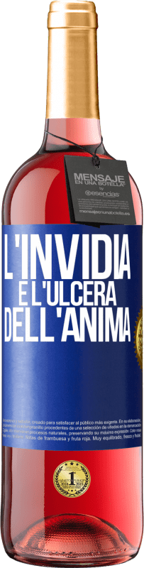 29,95 € Spedizione Gratuita | Vino rosato Edizione ROSÉ L'invidia è l'ulcera dell'anima Etichetta Blu. Etichetta personalizzabile Vino giovane Raccogliere 2024 Tempranillo