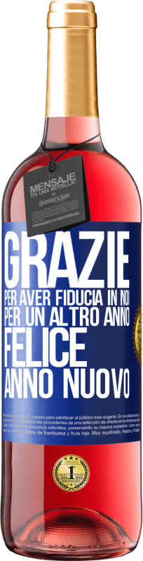 29,95 € Spedizione Gratuita | Vino rosato Edizione ROSÉ Grazie per aver fiducia in noi per un altro anno. Felice anno nuovo Etichetta Blu. Etichetta personalizzabile Vino giovane Raccogliere 2024 Tempranillo