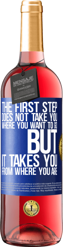 29,95 € 送料無料 | ロゼワイン ROSÉエディション 最初のステップでは、目的の場所に移動することはできませんが、現在の場所から移動できます 青いタグ. カスタマイズ可能なラベル 若いワイン 収穫 2025 Tempranillo