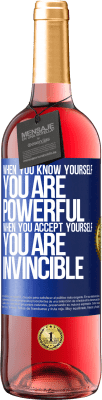 29,95 € Free Shipping | Rosé Wine ROSÉ Edition When you know yourself, you are powerful. When you accept yourself, you are invincible Blue Label. Customizable label Young wine Harvest 2023 Tempranillo
