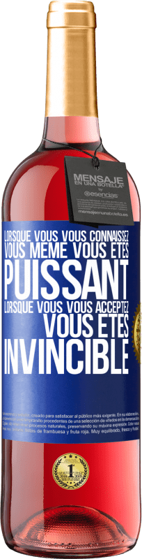 29,95 € Envoi gratuit | Vin rosé Édition ROSÉ Lorsque vous vous connaissez vous même vous êtes puissant. Lorsque vous vous acceptez vous êtes invincible Étiquette Bleue. Étiquette personnalisable Vin jeune Récolte 2024 Tempranillo